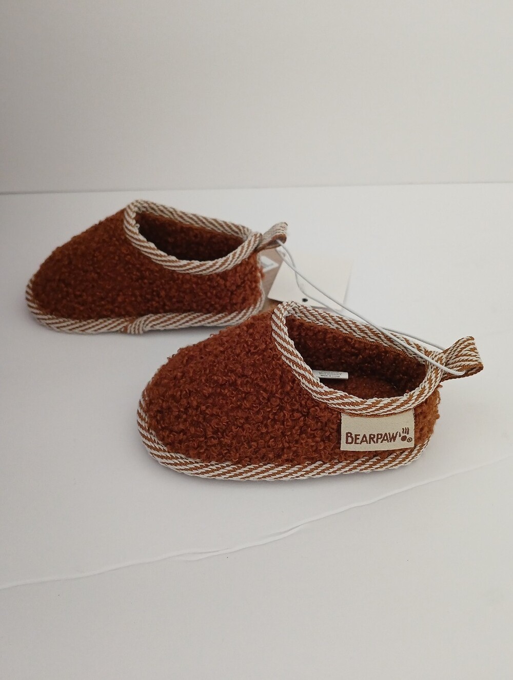 BearPaw Baby's Brown Sherpa Slip-On Slippers Size 0-6 Months